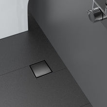 Load image into Gallery viewer, FerdY 4" Square Shower Floor Drain, Tile Recessed with Removable Hidden Cover, Stainless Steel, Matte Black Floor Drain for Bathroom