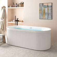 Load image into Gallery viewer, Nami 67" Acrylic Freestanding Bathtub Brushed Nickel Pop-Up Drain