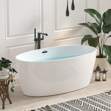 Load image into Gallery viewer, Tahiti 59" x 31" freestanding oval bath - Matte Black Drain & Matte Black Overflow