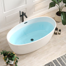 Load image into Gallery viewer, Tahiti 59" x 31" freestanding oval bath - Matte Black Drain & Matte Black Overflow