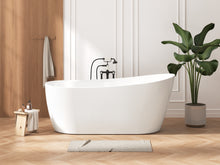 Load image into Gallery viewer, Lana'i 67" freestanding oval bathtub with brushed nickel drain