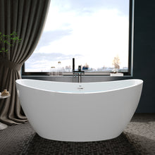 Load image into Gallery viewer, Naha 59" x 31" freestanding bathtub with Toe-Tap Chrome Drain