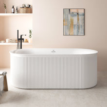 Load image into Gallery viewer, Nami 67" Acrylic Freestanding Bathtub Brushed Nickel Pop-Up Drain