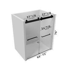 Load image into Gallery viewer, 72" x 76" Double Sliding Frameless Soft-Close Shower Door with Tampered Glass