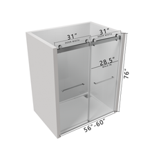 Load image into Gallery viewer, 60" x 76" Double Sliding Soft-Close Shower Door with Tampered Glass in Brushed Nickel