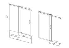 Load image into Gallery viewer, 56” to 60” x 76“ Sliding Frameless Soft-Close Shower Door with Tampered Glass