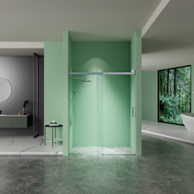 Load image into Gallery viewer, 68“ to 72” x 76“ Sliding Frameless Soft-Close Shower Door in Brushed Nickel