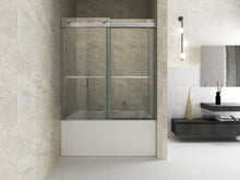 Load image into Gallery viewer, 56" to 60" x 65" Frameless Double Sliding Tub Door in Chrome
