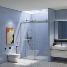 Load image into Gallery viewer, 56" to 60" x 76" Sliding Frameless Soft-Close Shower Door in Chrome