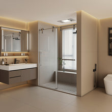 Load image into Gallery viewer, 60" 76" Frameless Shower Door with Stainless Steel & Explosion-Proof Glass
