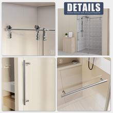 Load image into Gallery viewer, 60" 76" Frameless Shower Door with Stainless Steel & Explosion-Proof Glass