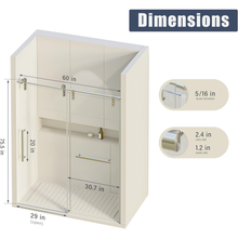 Load image into Gallery viewer, 60" 76" Frameless Shower Door with Stainless Steel & Explosion-Proof Glass