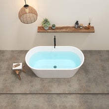 Load image into Gallery viewer, Shangri La 59" Acrylic Freestanding Bathtub with Brushed Nickel Toe-tap Drain