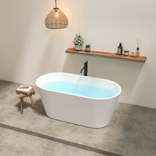 Load image into Gallery viewer, Shangri La 59" Acrylic Freestanding Bathtub with Brushed Nickel Toe-tap Drain