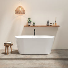 Load image into Gallery viewer, Shangri La 59" Acrylic Freestanding Bathtub with Brushed Nickel Toe-tap Drain