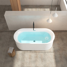 Load image into Gallery viewer, 67"Freestanding Bathtub Acrylic Soaking Tubs With Classic Slotted Overflow and Toe-tap Drain in Chrome