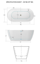 Load image into Gallery viewer, Bali 59'' Glossy Acrylic Freestanding Soaking Bathtub with Brushed Nickel Toe-tap Drain
