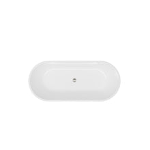 Load image into Gallery viewer, 67'' Glossy Acrylic Freestanding Soaking Bathtub with Integrated Slotted Overflow and Brushed Nickel Toe-tap Drain