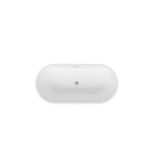 Load image into Gallery viewer, 59'' Glossy Acrylic Freestanding Soaking Bathtub with Classic Slotted Overflow and Toe-tap Drain in Chrome