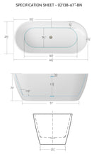 Load image into Gallery viewer, 67'' Glossy Acrylic Freestanding Soaking Bathtub with Integrated Slotted Overflow and Brushed Nickel Toe-tap Drain