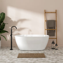 Load image into Gallery viewer, Bali 59'' Glossy Acrylic Freestanding Soaking Bathtub with Brushed Nickel Toe-tap Drain