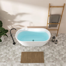 Load image into Gallery viewer, Bali 59'' Glossy Acrylic Freestanding Soaking Bathtub with Brushed Nickel Toe-tap Drain