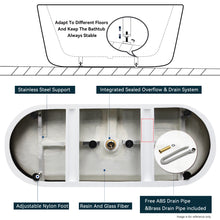 Load image into Gallery viewer, 67'' Glossy Acrylic Freestanding Soaking Bathtub with Integrated Slotted Overflow and Brushed Nickel Toe-tap Drain