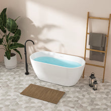 Load image into Gallery viewer, Bali 59'' Glossy Acrylic Freestanding Soaking Bathtub with Brushed Nickel Toe-tap Drain