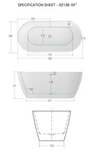 Load image into Gallery viewer, 59'' Glossy Acrylic Freestanding Soaking Bathtub with Classic Slotted Overflow and Toe-tap Drain in Chrome