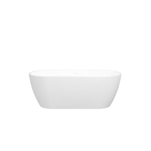 Load image into Gallery viewer, 67'' Glossy Acrylic Freestanding Soaking Bathtub with Integrated Slotted Overflow and Brushed Nickel Toe-tap Drain