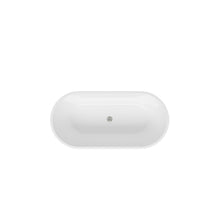 Load image into Gallery viewer, Bali 59'' Glossy Acrylic Freestanding Soaking Bathtub with Brushed Nickel Toe-tap Drain