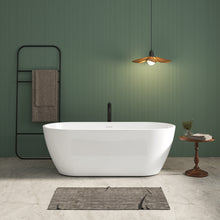 Load image into Gallery viewer, 67'' Glossy Acrylic Freestanding Soaking Bathtub with Integrated Slotted Overflow and Brushed Nickel Toe-tap Drain