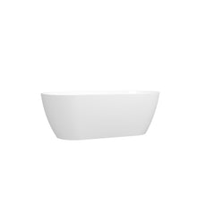 Load image into Gallery viewer, 67'' Glossy Acrylic Freestanding Soaking Bathtub with Integrated Slotted Overflow and Brushed Nickel Toe-tap Drain