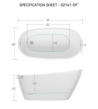 Load image into Gallery viewer, 59" Acrylic Freestanding Bathtub Soaking Tub with Toe-tap Drain in Chrome and Classic Slotted Overflow