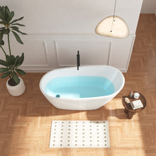 Load image into Gallery viewer, 59" Acrylic Freestanding Bathtub Soaking Tub with Brushed Nickel Toe-tap Drain