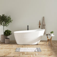 Load image into Gallery viewer, 59" Acrylic Freestanding Bathtub Soaking Tub with Toe-tap Drain in Chrome and Classic Slotted Overflow