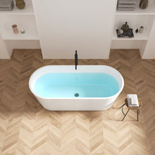 Load image into Gallery viewer, 67'' Acrylic Freestanding Bathtub Soaking Tub with Brushed Nickel Pop-Up Drain