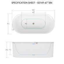 Load image into Gallery viewer, 67" Acrylic Freestanding Bathtub-Acrylic Soaking Tubs With Integrated Slotted Overflow and Brushed Nickel Toe-tap Drain