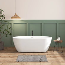 Load image into Gallery viewer, 67'' Glossy Acrylic Freestanding Soaking Bathtub with Classic Slotted Overflow and Toe-tap Drain