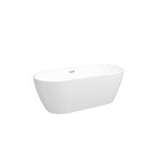 Load image into Gallery viewer, 67'' Glossy Acrylic Freestanding Soaking Bathtub with Classic Slotted Overflow and Toe-tap Drain