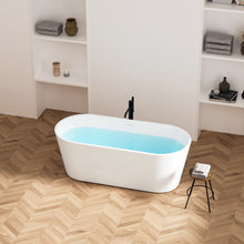 Load image into Gallery viewer, 67'' Acrylic Freestanding Bathtub Soaking Tub with Brushed Nickel Pop-Up Drain