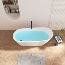 Load image into Gallery viewer, 67'' Acrylic Freestanding Soaking Bathtub with Integrated Slotted Overflow and Brushed Nickel Toe-tap Drain