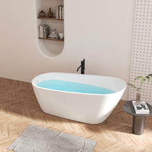 Load image into Gallery viewer, 67'' Acrylic Freestanding Soaking Bathtub with Integrated Slotted Overflow and Brushed Nickel Toe-tap Drain