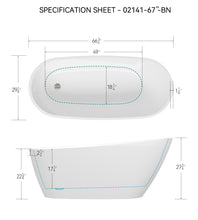 Load image into Gallery viewer, 67'' Acrylic Freestanding Soaking Bathtub with Integrated Slotted Overflow and Brushed Nickel Toe-tap Drain