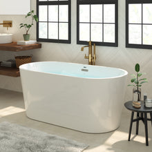 Load image into Gallery viewer, Shangri-La 55" x 28" freestanding bathtub oval soaking bath with chrome drain and overflow