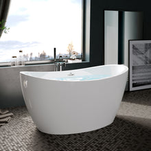 Load image into Gallery viewer, Naha 59" x 31" freestanding bathtub with Toe-Tap Chrome Drain