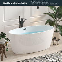 Load image into Gallery viewer, Tahiti 59" x 31" freestanding oval bath - Matte Black Drain & Matte Black Overflow