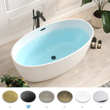 Load image into Gallery viewer, Tahiti 59" x 31" freestanding oval bath - Matte Black Drain & Matte Black Overflow