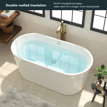 Load image into Gallery viewer, Shangri-La 55" x 28" freestanding bathtub oval soaking bath with chrome drain and overflow