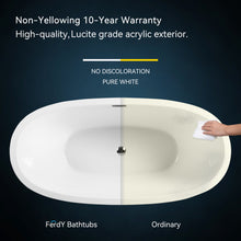 Load image into Gallery viewer, Naha 59" x 31" freestanding bathtub with Toe-Tap Chrome Drain